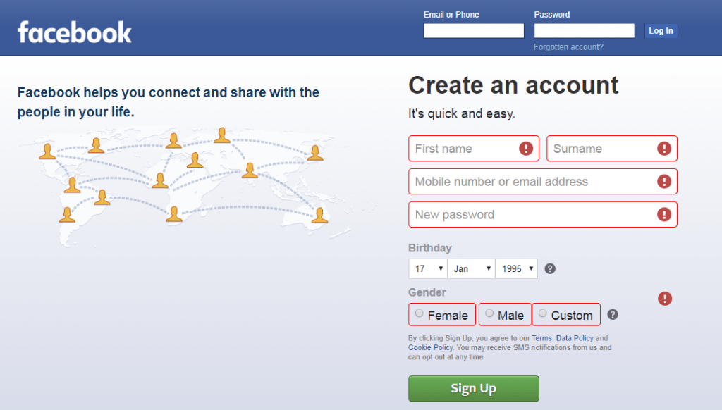how to Create facebook account